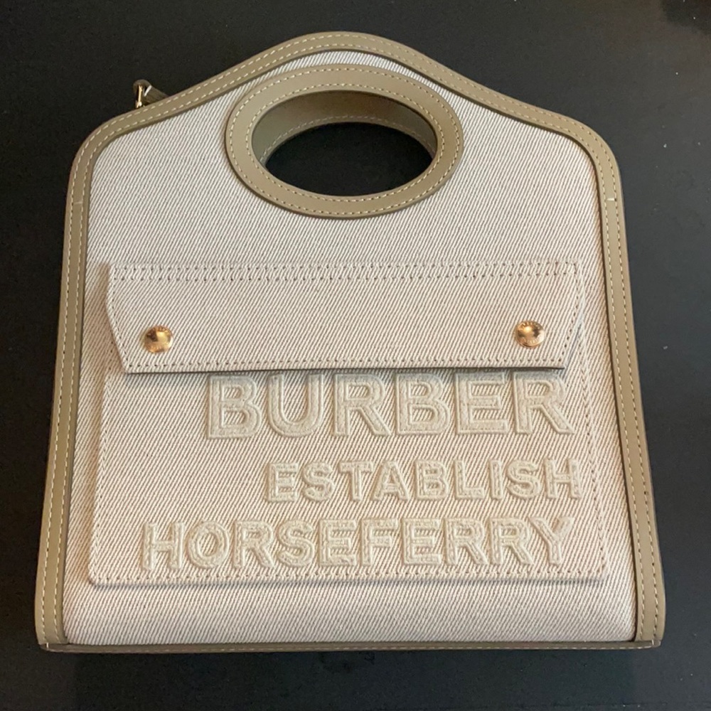 Burberry Mini Two-tone Canvas and Leather Pocket Bag